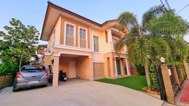 Mega Bangna 5.8กม. เฟอร์ คชฟฟ ครบ​ นานาชาติสิงคโปร์ สุวรรณภูมิ 3.5 กม.​ 4 แอร์  ให้เช่าบ้าน กิ่งแก้ว-หนามแดง  52ตร.วา 155 ตร.ม.​ 3นอน 2น้ำ​