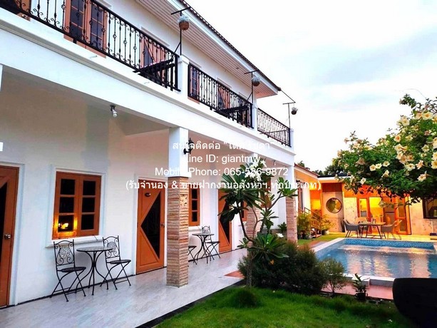 โรงแรม ให้เช่าพูลวิลล่า 2 ชั้น (บ้านพักตากอากาศ) ทะเลชะอำ บนเนื้อที่ 99 ตร.ว. 7 น 8 น้ำ ราคา 4,888 บาท/คืน 4888 B. 8 BEDROOM 99 ตร.วา 0 Ngan 0 RAI ใกล้กับ หาดชะอำ ^^ เป็นบ้านพักตากอากาศ สไตล์พูวิลล่า สร้างใหม่ ที่มีทำเลที่ตั้งที่ห่างชายหาดชะอำ เพียง 